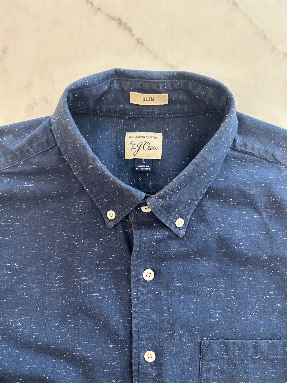J. Crew Navy Speckled Button-Down Shirt